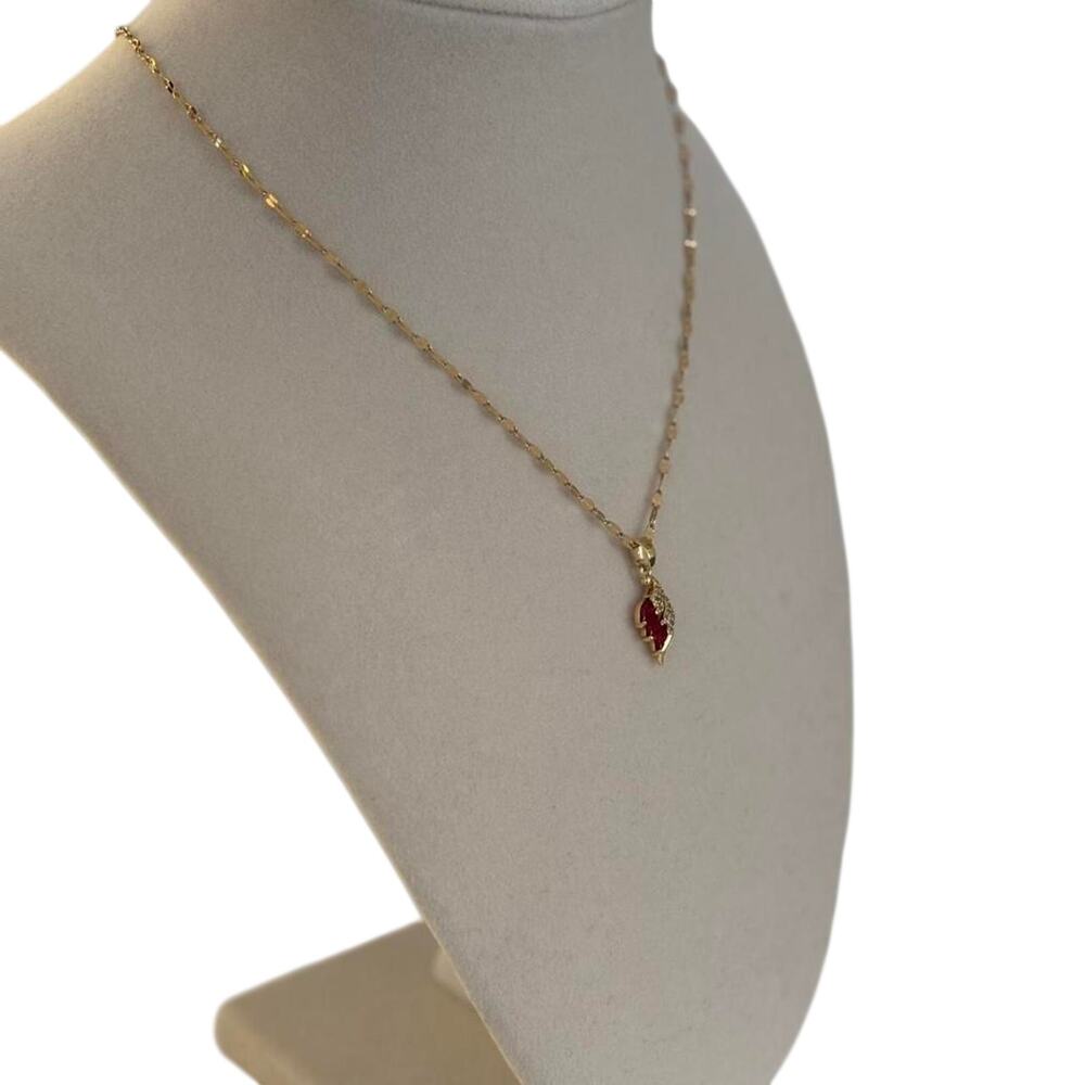 Gold Angel Wing Pendant Necklace Red Crystal Dainty Women Jewelry - Picture 4 of 6